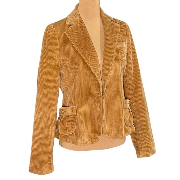 VTG 90s Banana Republic Corduroy Blazer Jacket  Sz 10 Tan Retro Academia Twee - Picture 3 of 11